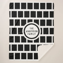 Geometrisches Muster Moderne Schwarz-Weiß-Sherpa B Sherpadecke