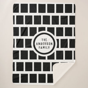 Geometrisches Muster Moderne Schwarz-Weiß-Sherpa B Sherpadecke