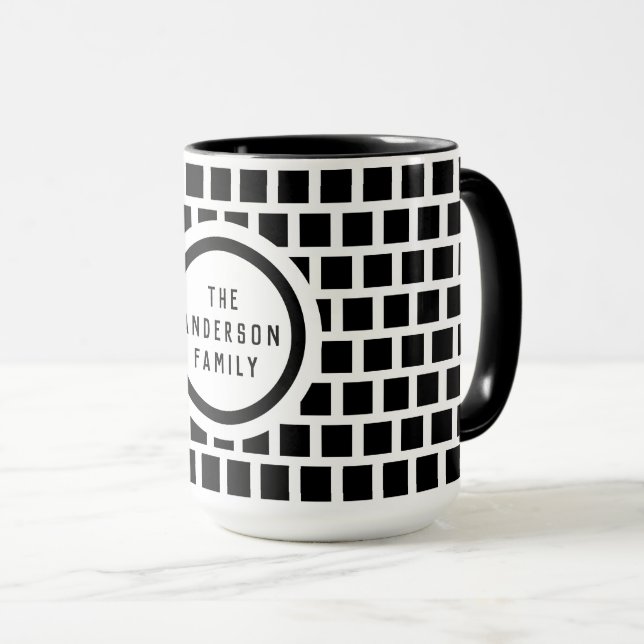Geometrisches Muster Moderne Schwarz-Weiß-Tasse Tasse (VorderseiteRechts)