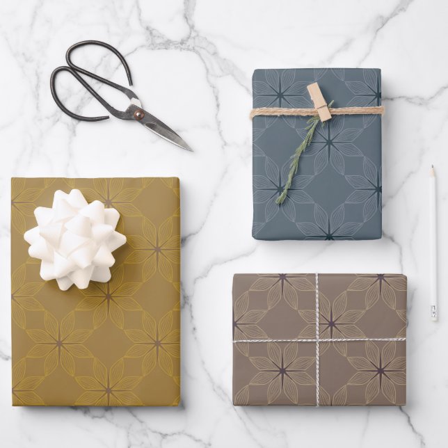 Geometrisches Muster | Ocker, Staubiger Stein, Sch Geschenkpapier Set (Vorderseite)