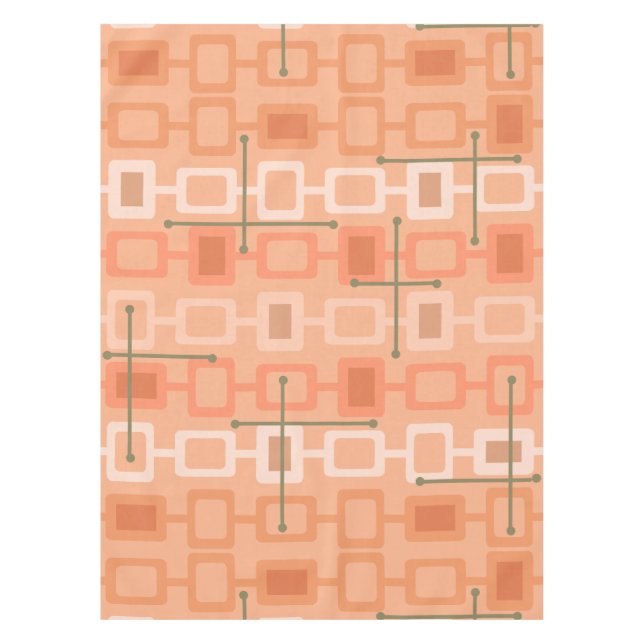 Geometrisches Muster Orange für Retro-1950er Jahre Tischdecke (Vorderseite)