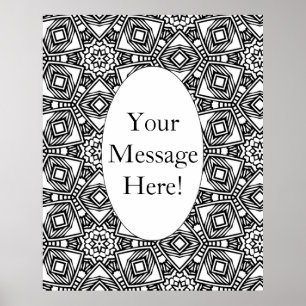Geometrisches Muster Oval Border Aduloring Page Poster