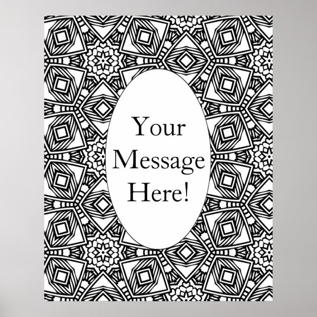 Geometrisches Muster Oval Border Aduloring Page Poster (Vorne)