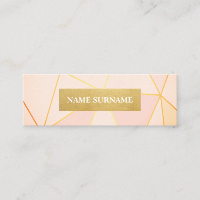 Geometrisches Muster-Pfirsich-GoldminiVisitenkarte Mini Visitenkarte (Vorderseite)