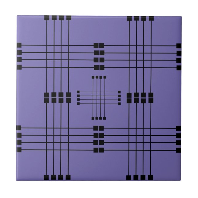 Geometrisches Muster | Quadrate | Linien | Periwin Fliese (Vorderseite)