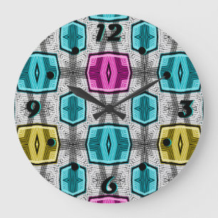 Geometrisches Muster Retro Große Wanduhr