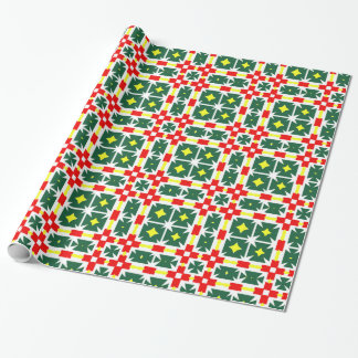 Geometrisches Muster Rot Grün Gelb Geschenkpapier