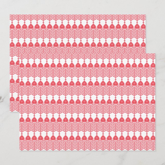 geometrisches Muster rot und rosa mit Interlo Einladung (Vorne/Hinten)