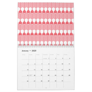 geometrisches Muster rot und rosa mit Interlo Kalender
