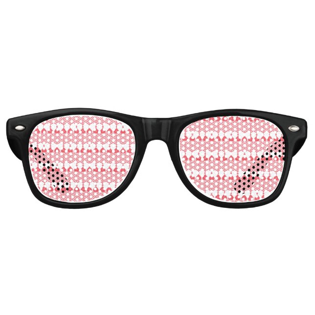 geometrisches Muster rot und rosa mit Interlo Partybrille (Vorderseite)
