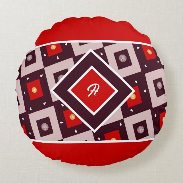 Geometrisches Muster Rundes Kissen (Vorderseite)