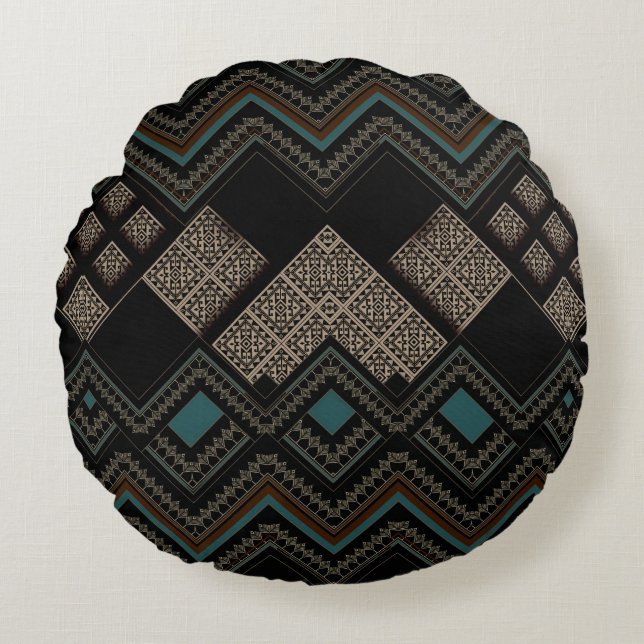 Geometrisches Muster  Rundes Kissen (Vorderseite)