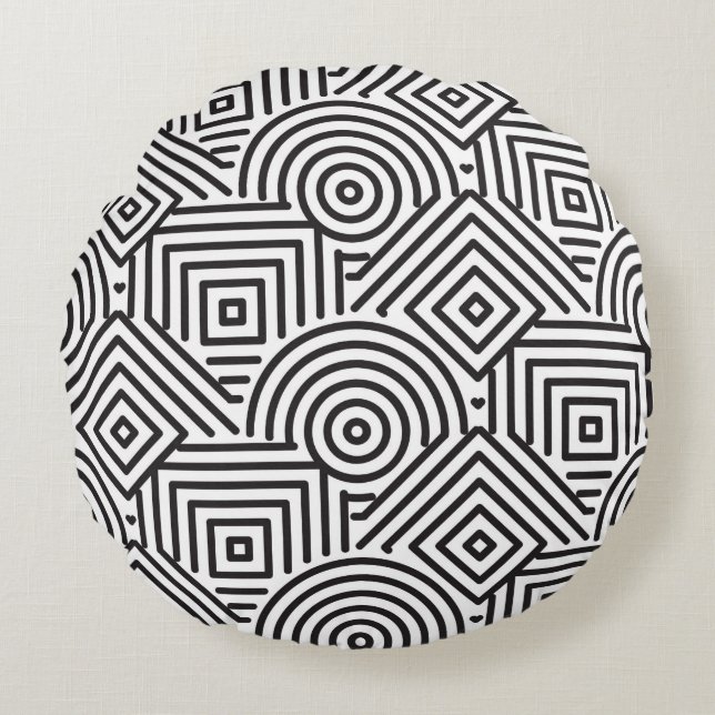 Geometrisches Muster Rundes Kissen (Vorderseite)