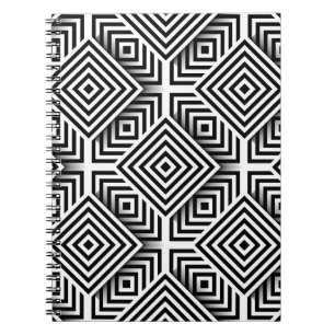 Geometrisches Muster. Schwarz und Weiß. Quadrate u Notizblock