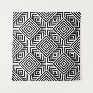 Geometrisches Muster. Schwarz und Weiß. Quadrate u Wandteppich