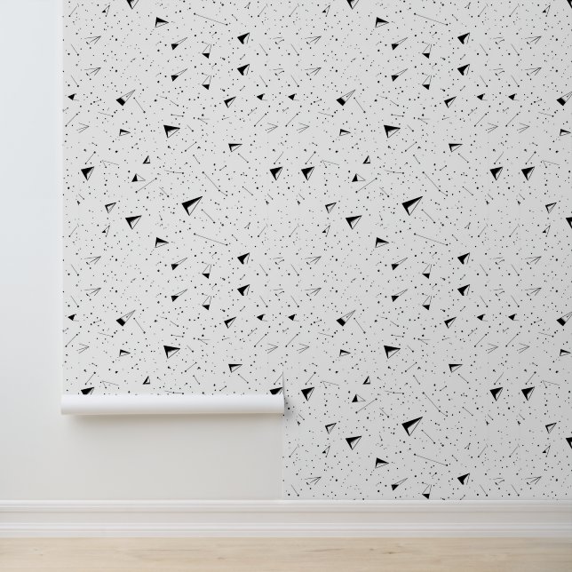 Geometrisches Muster Schwarz-Weiß-Tapete Tapete (Anwendung)