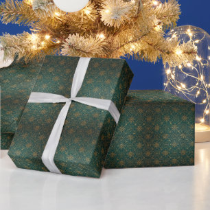 Geometrisches Muster Smaragd-Sternenexplosion Geschenkpapier