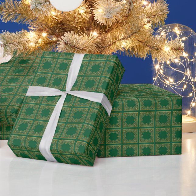 Geometrisches Muster | Smaragdfliesen Geschenkpapier (Feiertage)