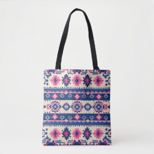 Geometrisches Muster Tote Beutel - Blaue und rosa 
