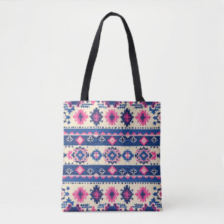 Geometrisches Muster Tote Beutel - Blaue und rosa 
