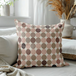 Geometrisches Muster von braunen und rosa Polka Pu Kissen