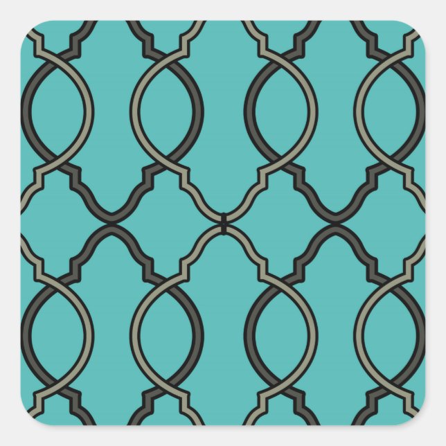 Geometrisches Mustergitter Quadratischer Aufkleber (Vorderseite)