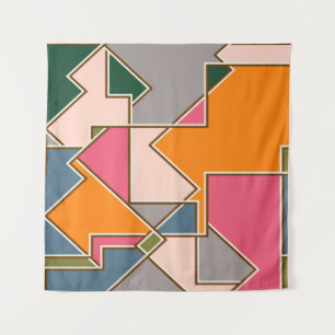 geometrisches nahtloses Muster, Linien, Orange, Li Wandteppich