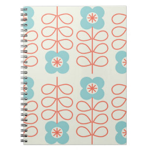 Geometrisches, nahtloses Muster mit Blumen. Nordis Notizblock