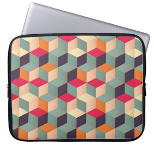 Geometrisches nahtloses Muster mit farbigen Quadra Laptopschutzhülle