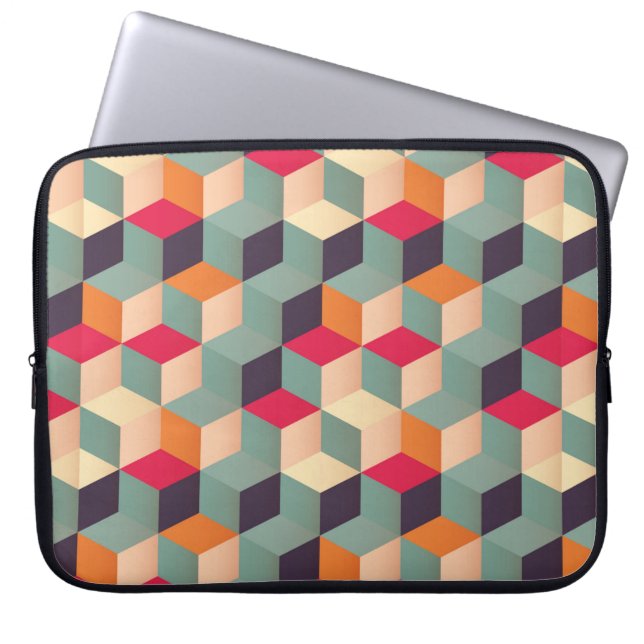 Geometrisches nahtloses Muster mit farbigen Quadra Laptopschutzhülle (Vorderseite)