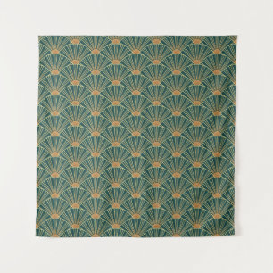 Geometrisches nahtloses Muster mit goldenen Linien Wandteppich