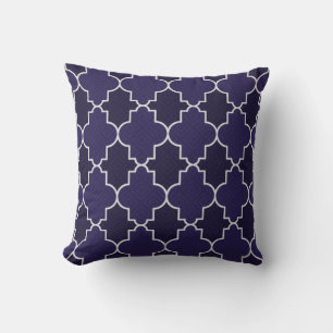 Geometrisches Navy-Quatrefolien-Muster Kissen