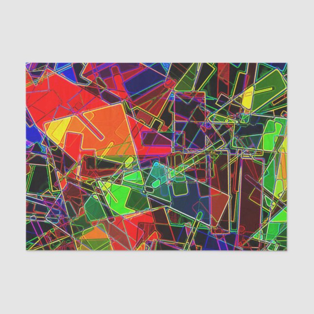 Geometrisches NeonFraktal Seidenpapier (Vorderseite)