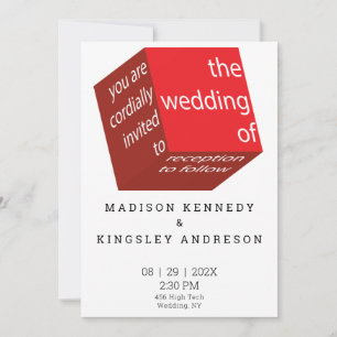 Geometrisches neues High Tech Epic Red Cube Budget Einladung