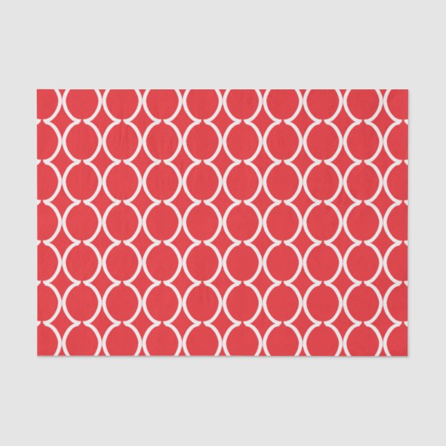 Geometrisches Ogee-Gitter Blutorange Rot Seidenpapier (Vorderseite)