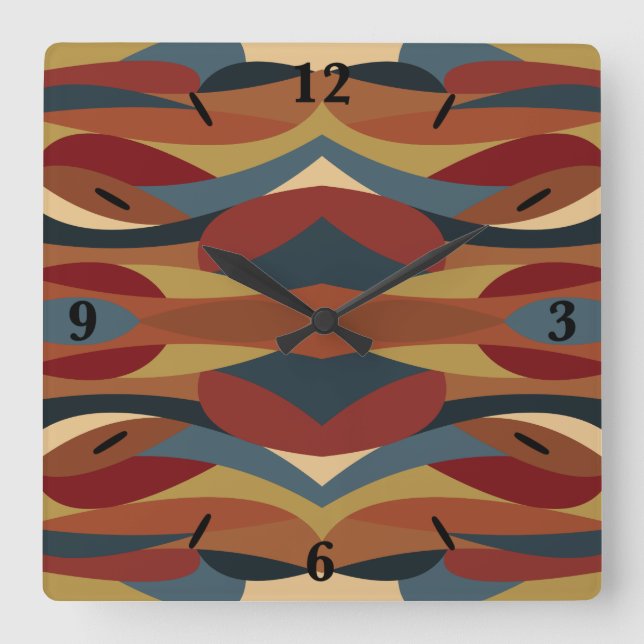 Geometrisches, optisches, gestanztes Glas Abstrakt Quadratische Wanduhr (Vorderseite)