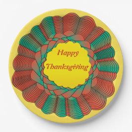 Geometrisches Orange-Green-Gold-Rundschreiben für  Pappteller