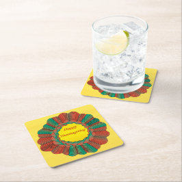 Geometrisches Orange-Green-Gold-Rundschreiben für  Rechteckiger Pappuntersetzer