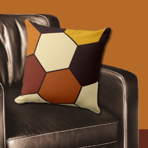 Geometrisches orange-schwarzes Sechseckmuster Kissen