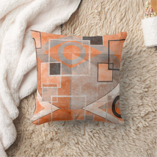 Geometrisches orangegraues Grundiermittel Kissen