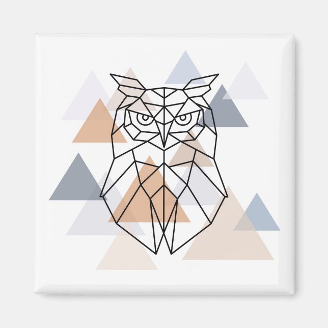Geometrisches Owl-Design Magnet (Vorne)