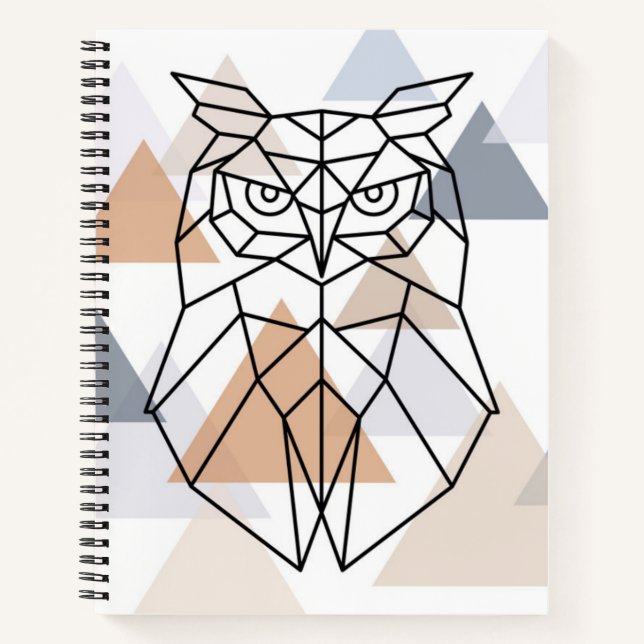 Geometrisches Owl-Design Notizbuch (Vorderseite)