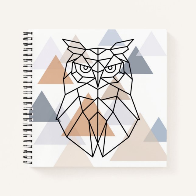 Geometrisches Owl-Design Notizbuch (Vorderseite)