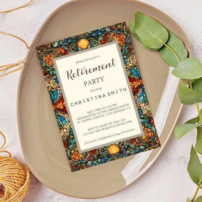 Geometrisches Party für die Lagerung von festgehal Einladung (Geometric Mosaic Stained Glass Retirement Party Invitation)