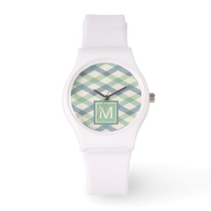 Geometrisches Pastellmuster des Monogramm- Armbanduhr