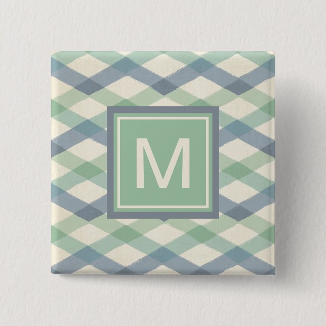 Geometrisches Pastellmuster des Monogramm-| Button (Vorderseite)