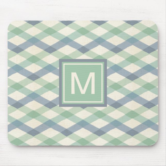 Geometrisches Pastellmuster des Monogramm-| Mousepad (Vorne)