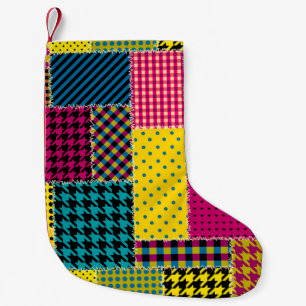 Geometrisches Patchwork: Rechteck - Nahtloser Hint Kleiner Weihnachtsstrumpf