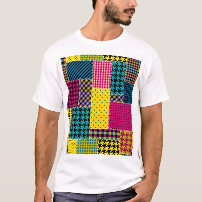 Geometrisches Patchwork: Rechteck - Nahtloser Hint T-Shirt (Vorderseite)