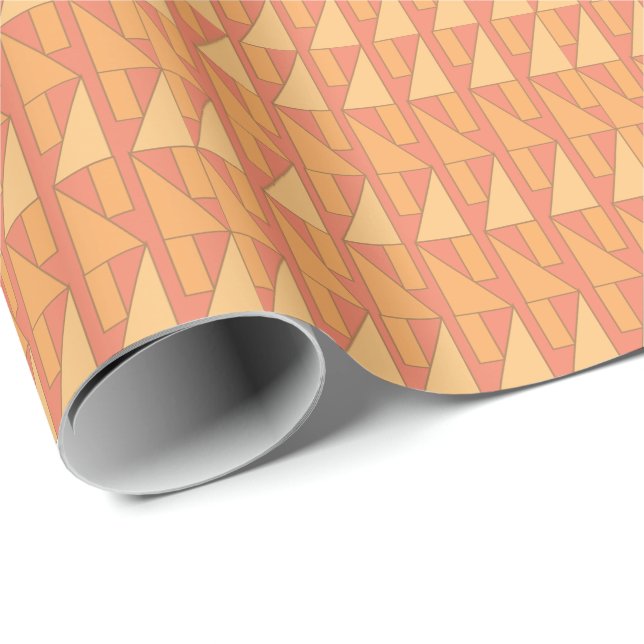 Geometrisches Peach Geschenkpapier (Rolleneckpunkt)